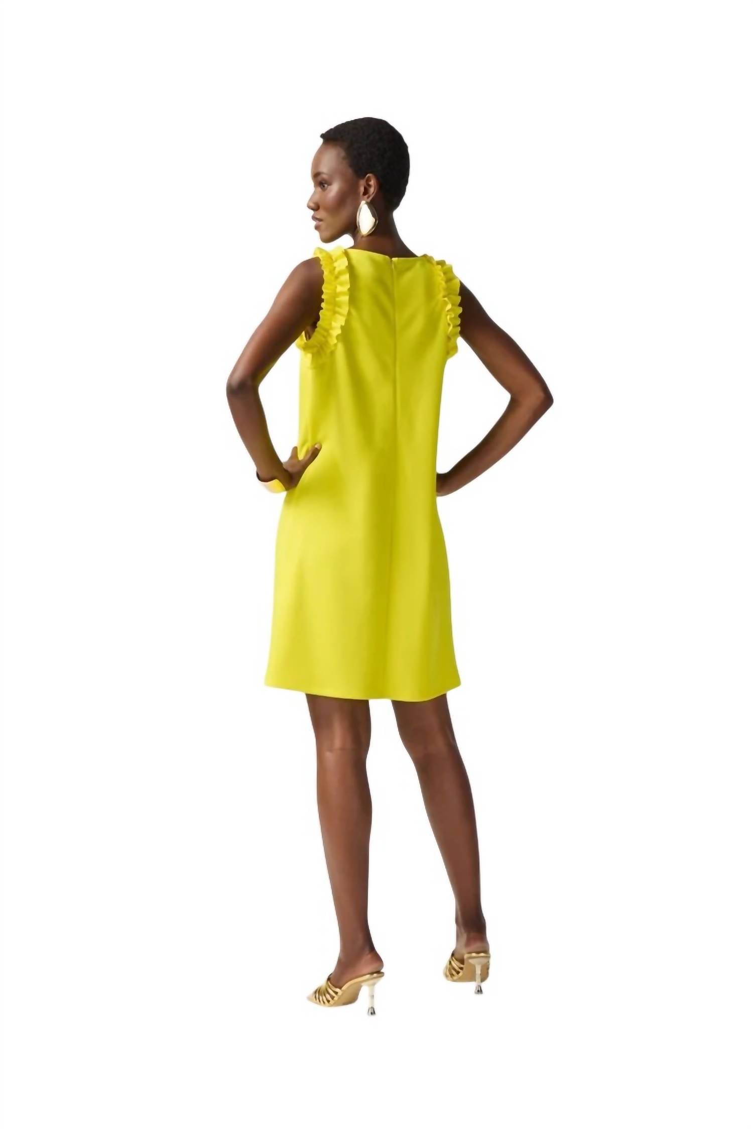 Joseph Ribkoff Sleeveless Casual Shift Dress in yellow - women's dress - alternate view
