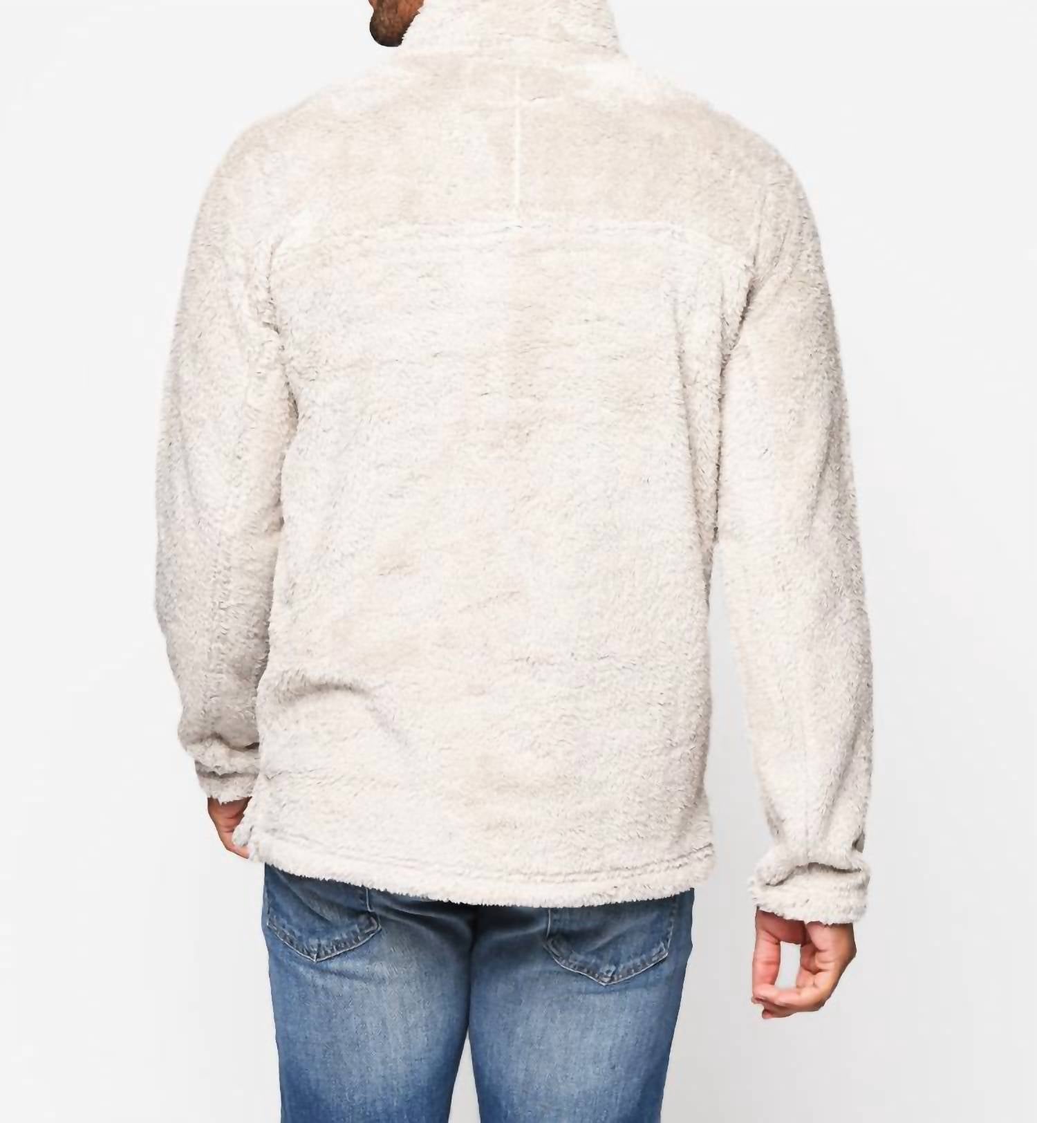 TRUE GRIT Double Plush 1/4 Zip Pullover in oatmeal - women's sweater - alternate view