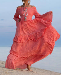 Zinnia Pearl - Women's Sexy Shoulders Maxi Dress