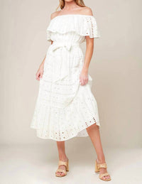Flying Tomato - Dominica Eyelet Midi Dress