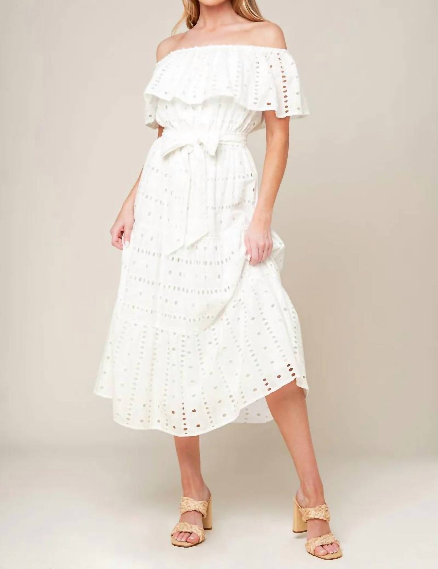 Flying Tomato - Dominica Eyelet Midi Dress