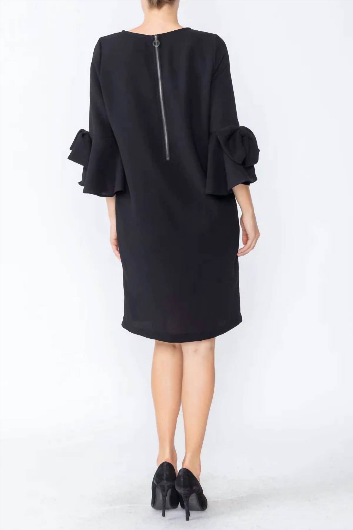 Ic Collection - Tiered-bell-sleeve Bow Mini Dress