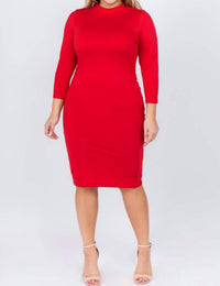 Yelete - Mock Neck Form Fitted Dress