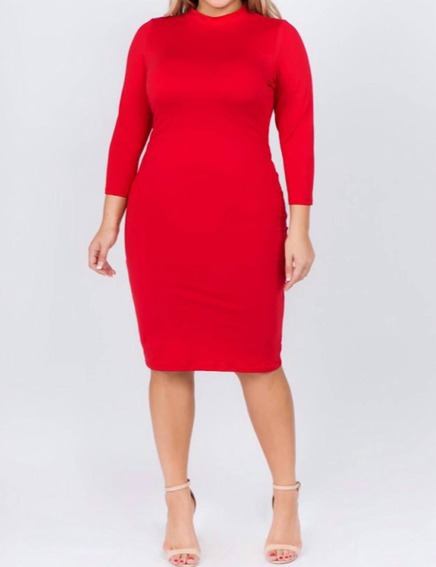 Yelete - Mock Neck Form Fitted Dress