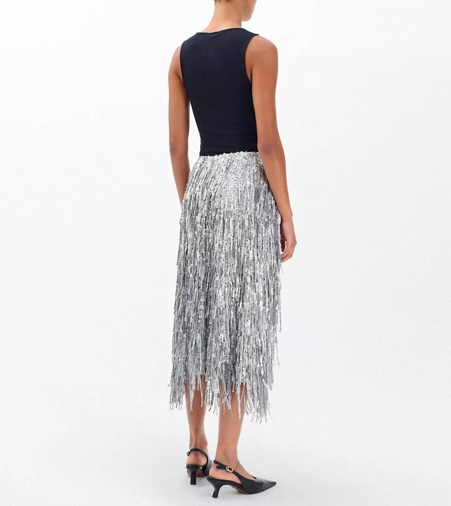 Rag & Bone Billie Sequin Midi Skirt in gunmetal - women's skirt - view 4