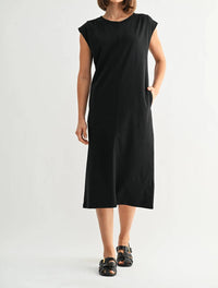 Fun 2 Fun - Pleated Shoulder Jersey Knit Dress