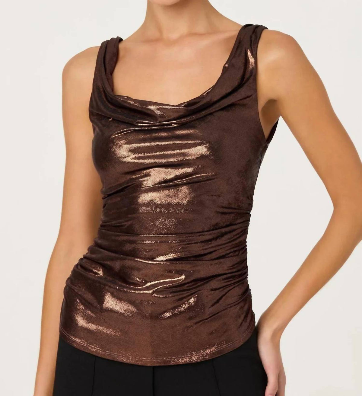 Astr - Leanne Metallic Cowl Neck Top