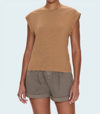 PISTOLA Olivia Twisted Tee Top in dark rum stripe - women's t-shirt