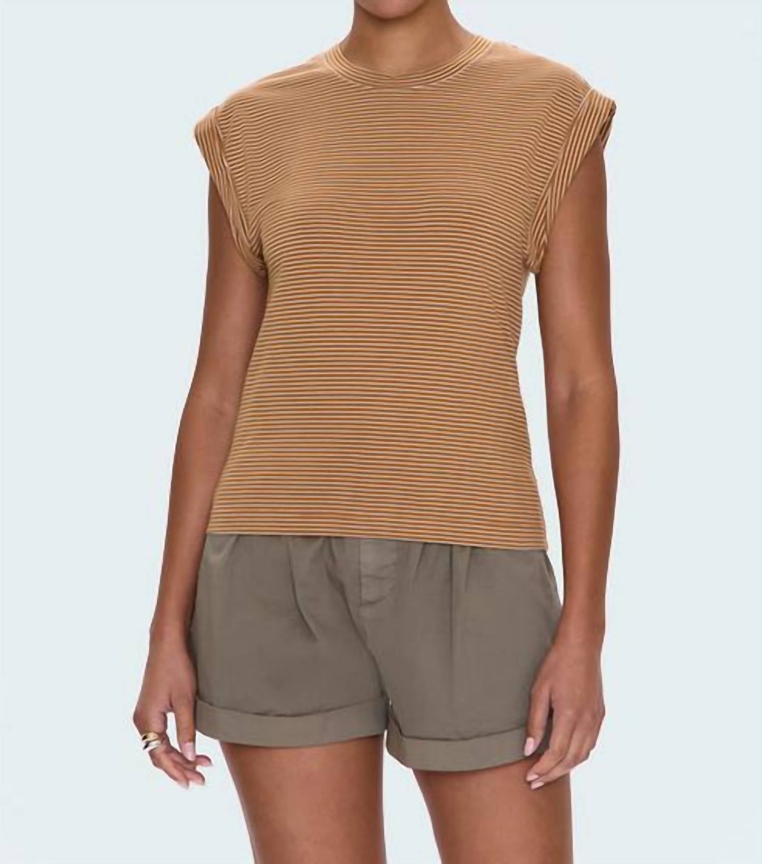 PISTOLA Olivia Twisted Tee Top in dark rum stripe - women's t-shirt