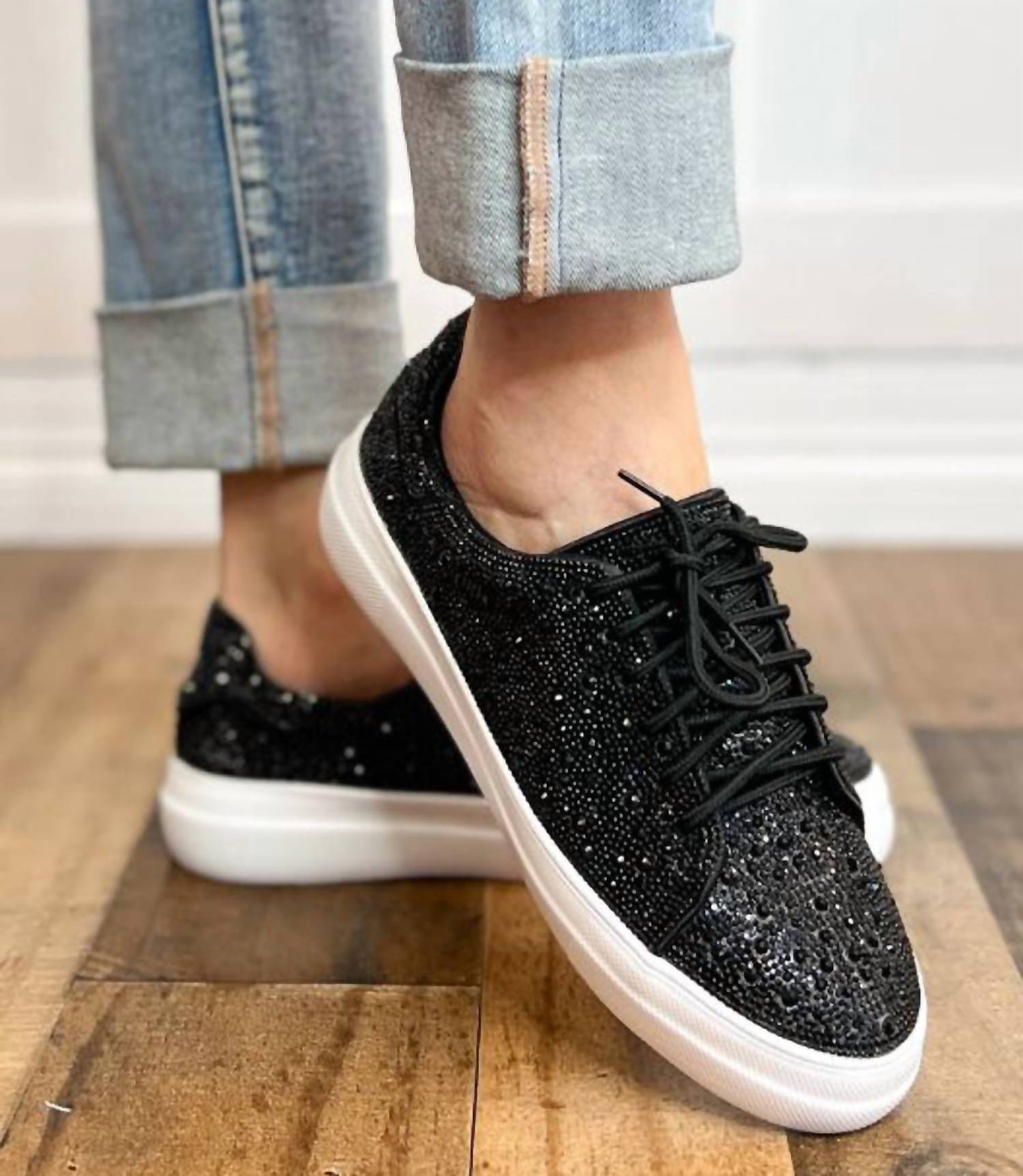 Hey Girl By Corkys - Women's Bedazzle Rhinestone Lace Up Tennis Shoes