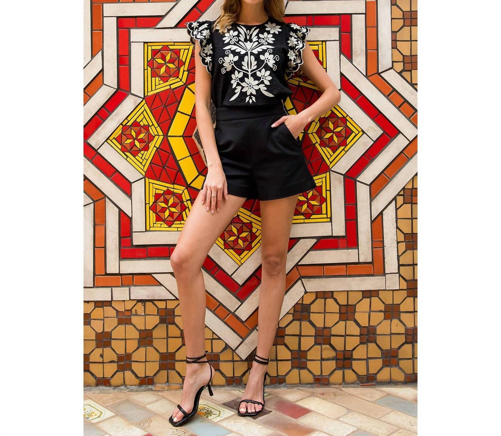 Thml - Flutter Embroidered Sleeve Top