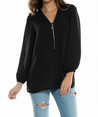 Elan - Princess Shoulder Zipper Top