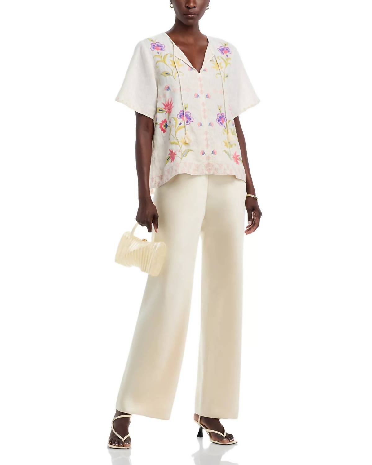 Johnny Was CALISTA RUFFLE SLEEVE FIELD BLOUSE in elordi - women's blouse - detail view