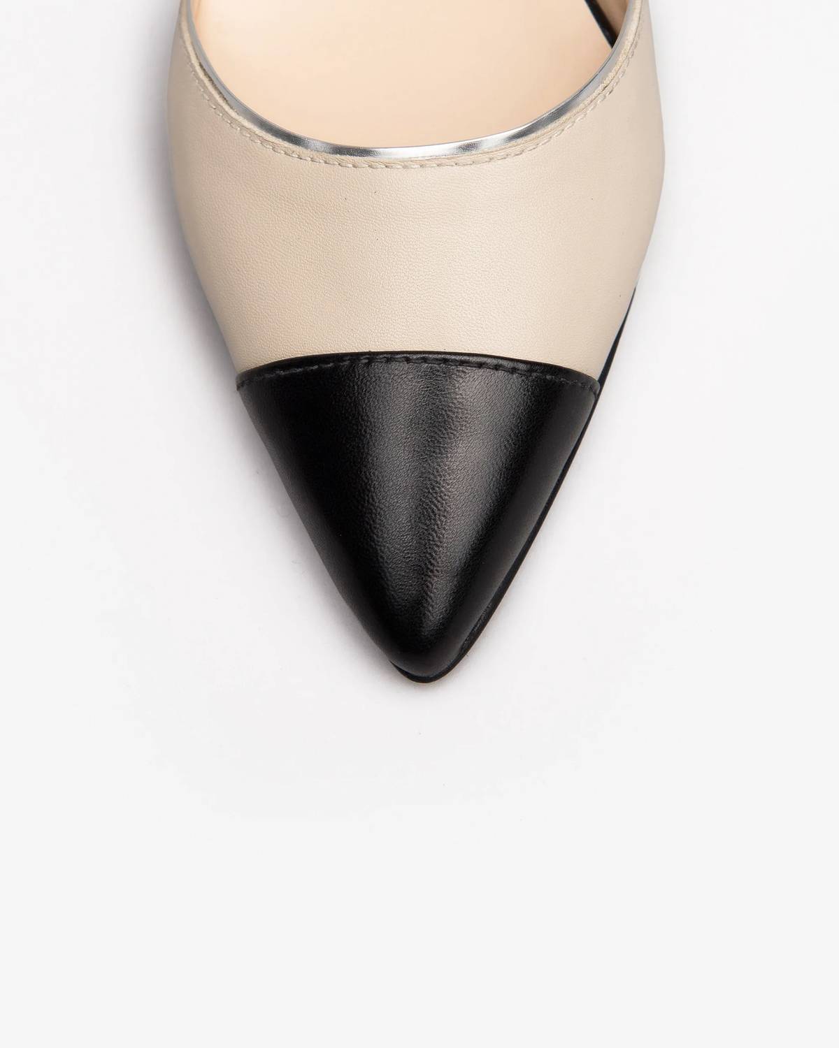 NeroGiardini Women's Buckle Strap Flat in nero ivory - women's flats - detail view