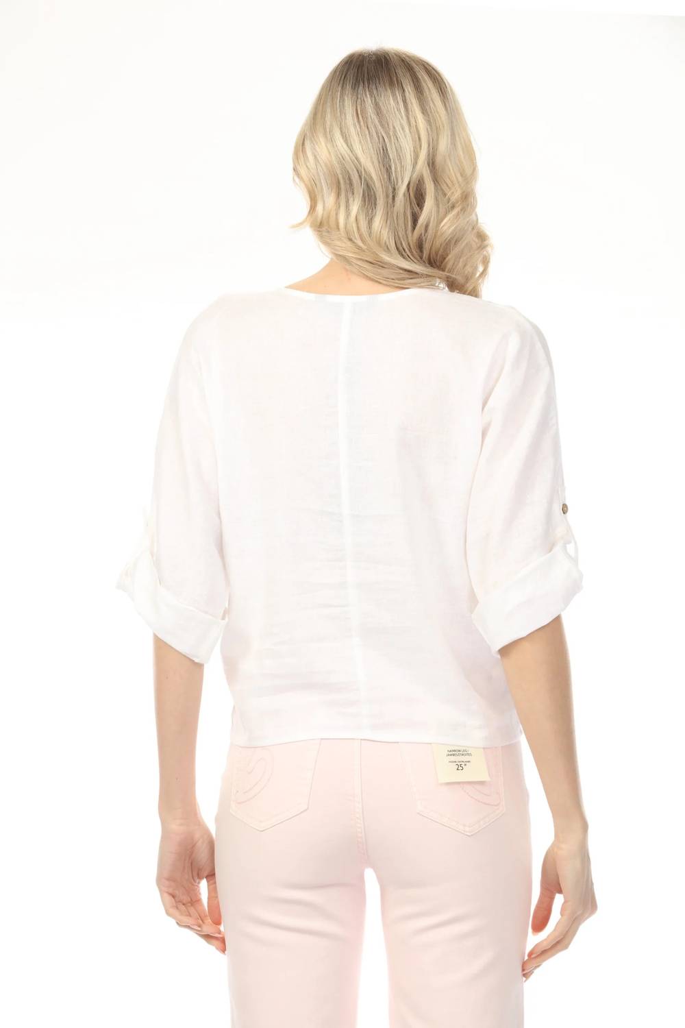 Charlie B - Roll-up Sleeve Front Tie Top