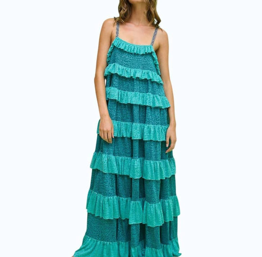 Pitusa - Colorblock Tiered Ruffle Dress