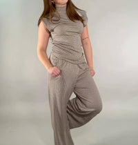 Apricot - Houndstooth Knit Wide-leg Lounge Pants