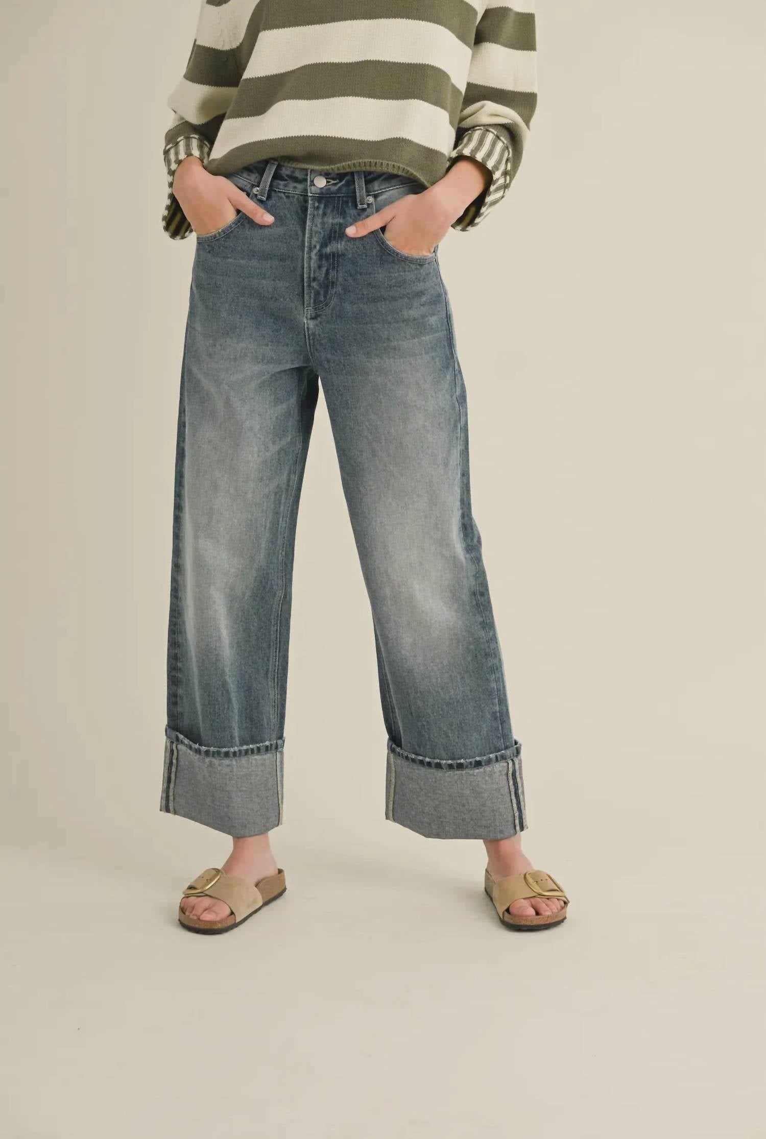 Miou Muse - Cuffed Straight Leg Jean