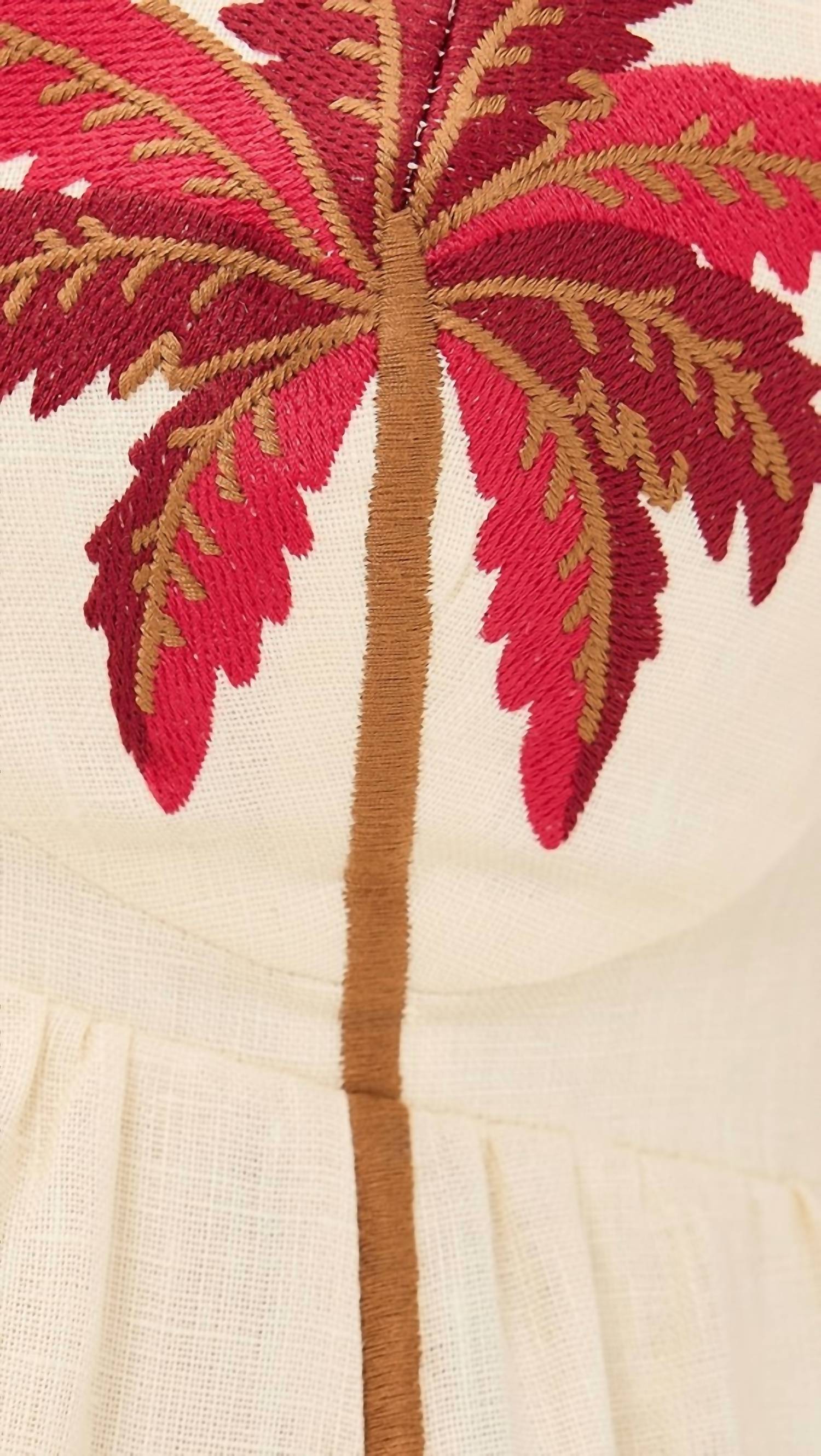 Farm Rio - Coconut Tree Embroidered Mini Dress