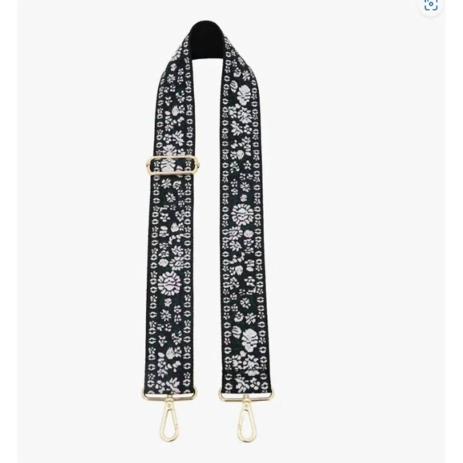 Jen & Co. Women's Tapestry Crossbody Purse Bag Guitar Strap in white light pink black floral - women's item