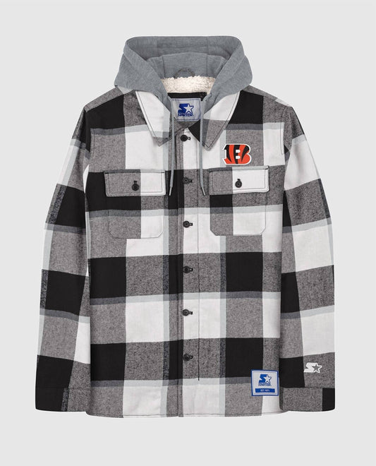 Starter - Men's Cincinnati Bengals The Big Joe Sherpa Lined Plaid Jacket