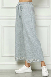 See And Be Seen - Textured Pearl Hem Cropped Pants