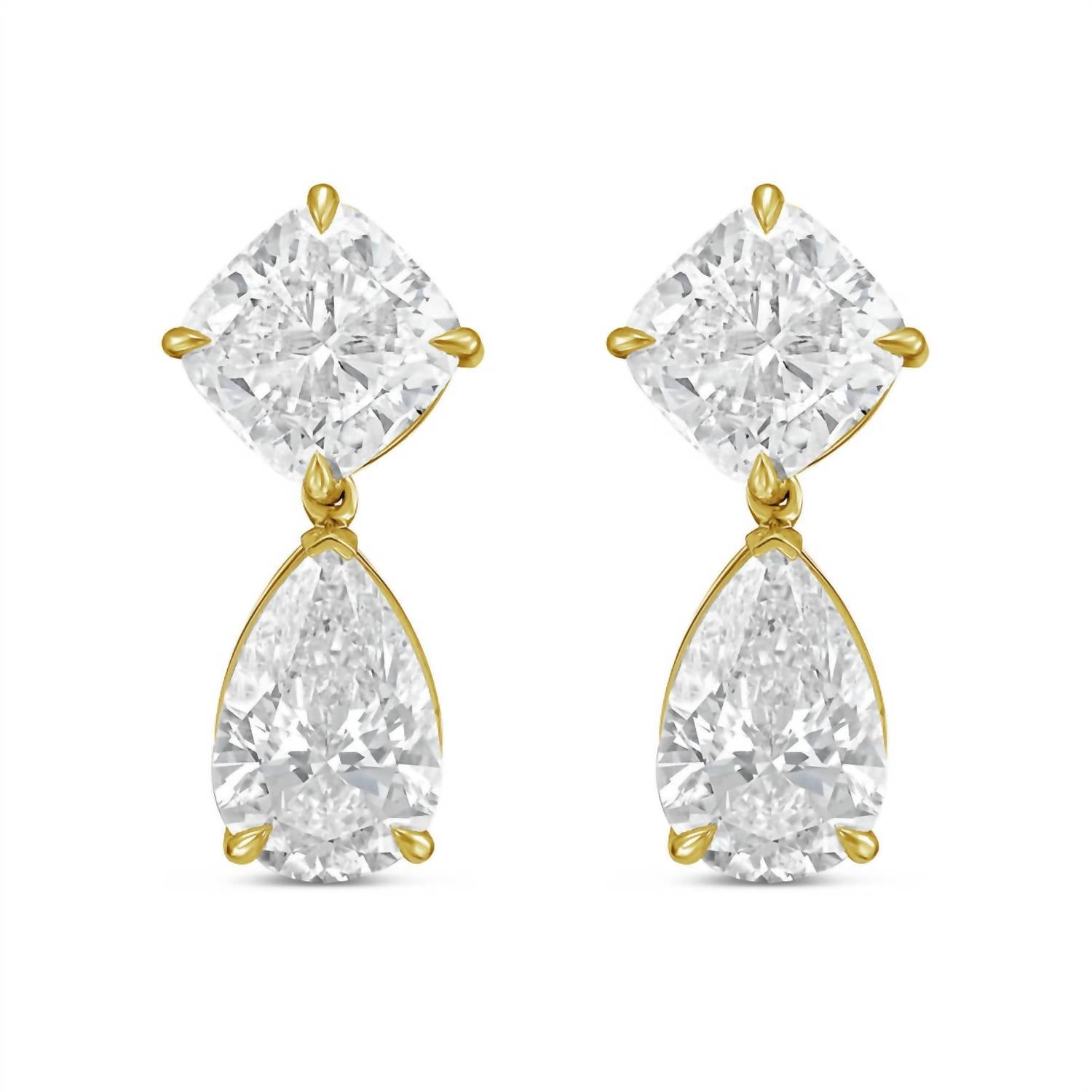 Diana M Jewels - Women's Cushion & Pear Lab-grown Diamond Stud Earrings (10.00 Tcw) - Bold