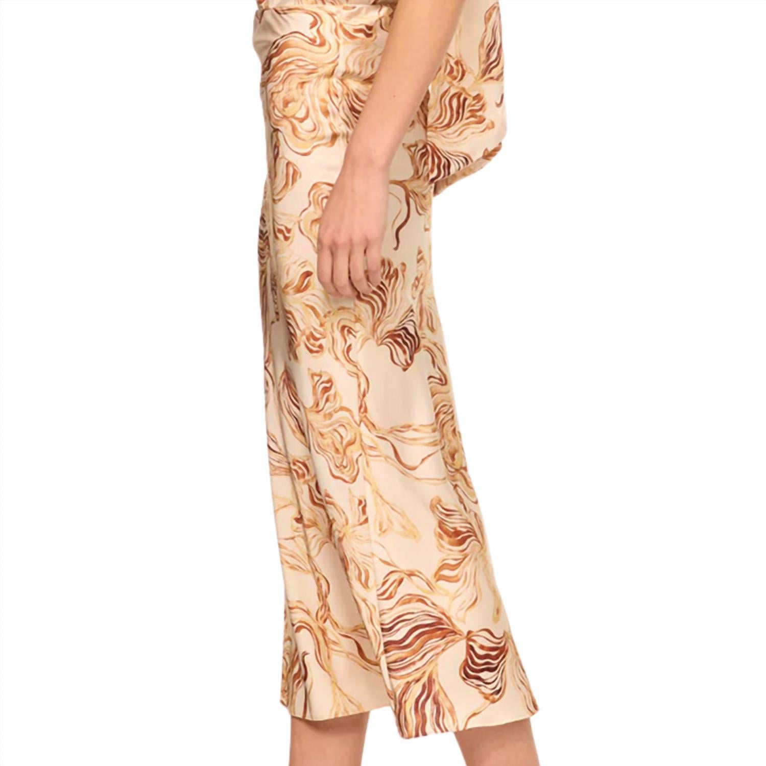 Misa Los Angeles Fay Skirt in golden straw satin - women's skirt - detail view