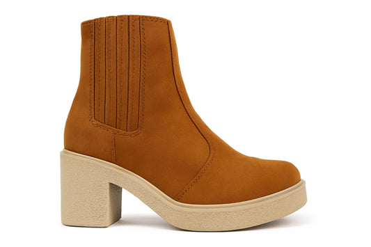 Everglades - Women's Suede Block Heel Chelsea Chunky Platform Ankle Boots