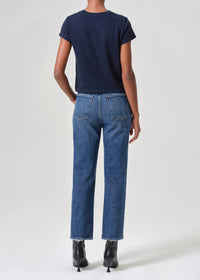 AGOLDE 90's Pinch Waist Crop Jeans in blue 1 - women's jeans - alternate view