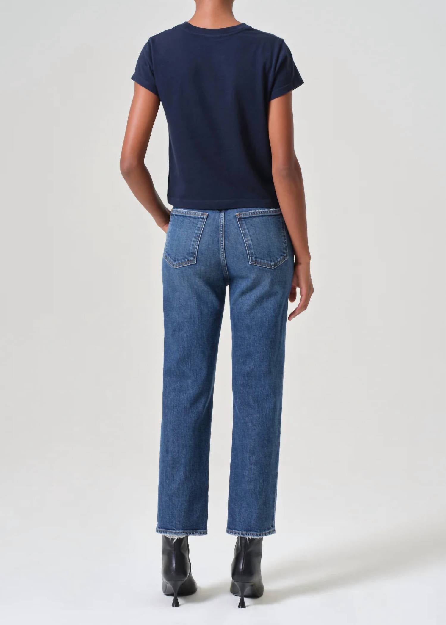 AGOLDE 90's Pinch Waist Crop Jeans in blue 1 - women's jeans - alternate view