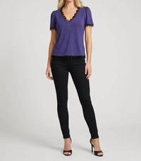 Maven West - Mixed Media Short Sleeve Top