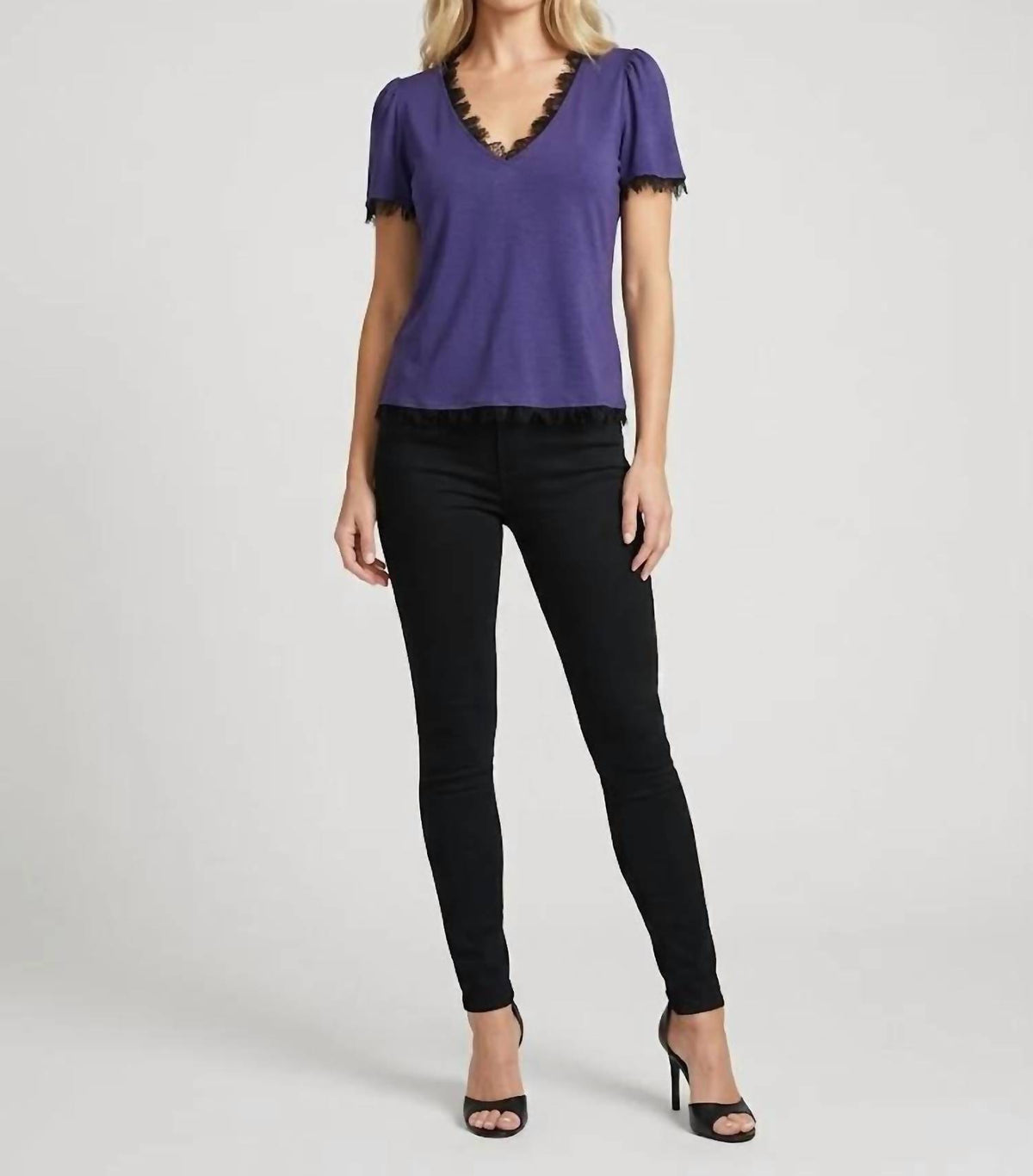 Maven West - Mixed Media Short Sleeve Top
