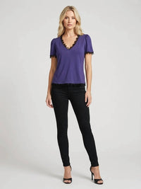 Maven West - Mixed Media Short Sleeve Top