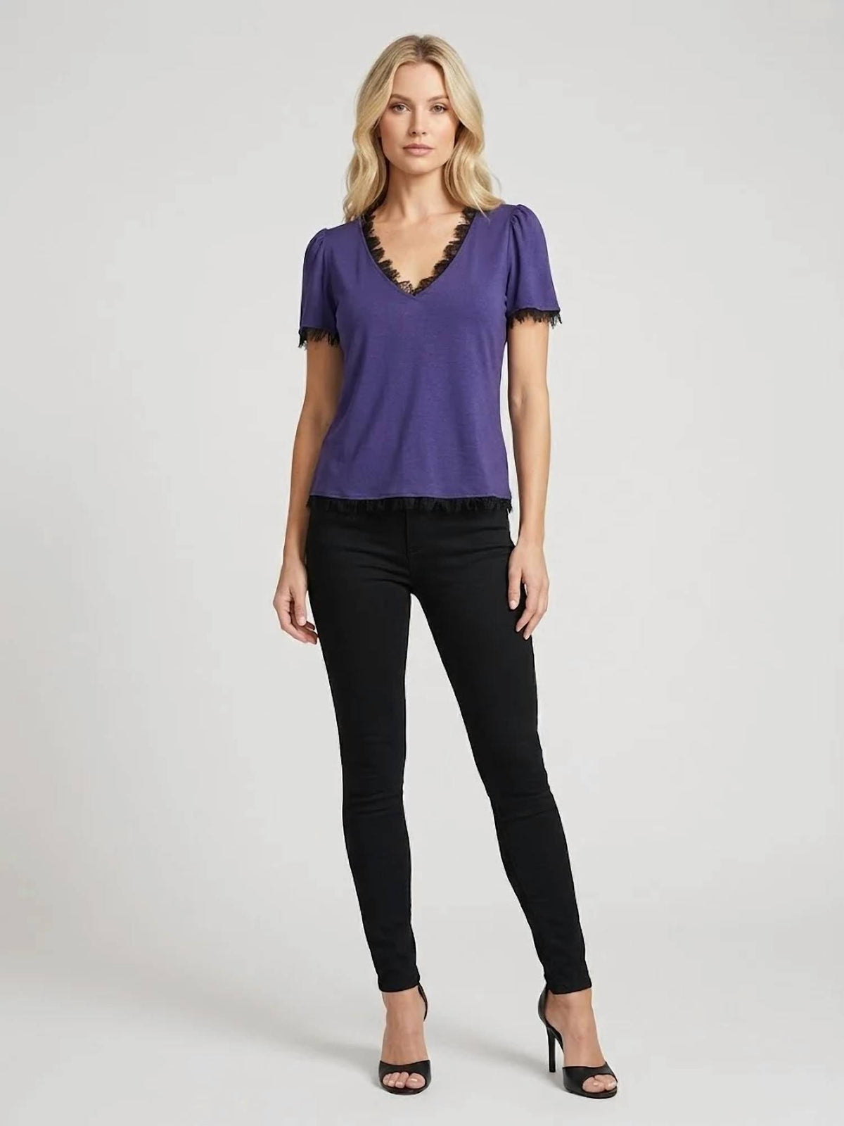 Maven West - Mixed Media Short Sleeve Top