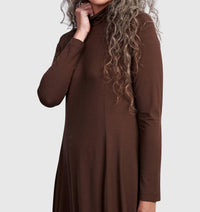 ALEMBIKA Essential Turtleneck Cocoon Dress in umber - women's dress - view 6