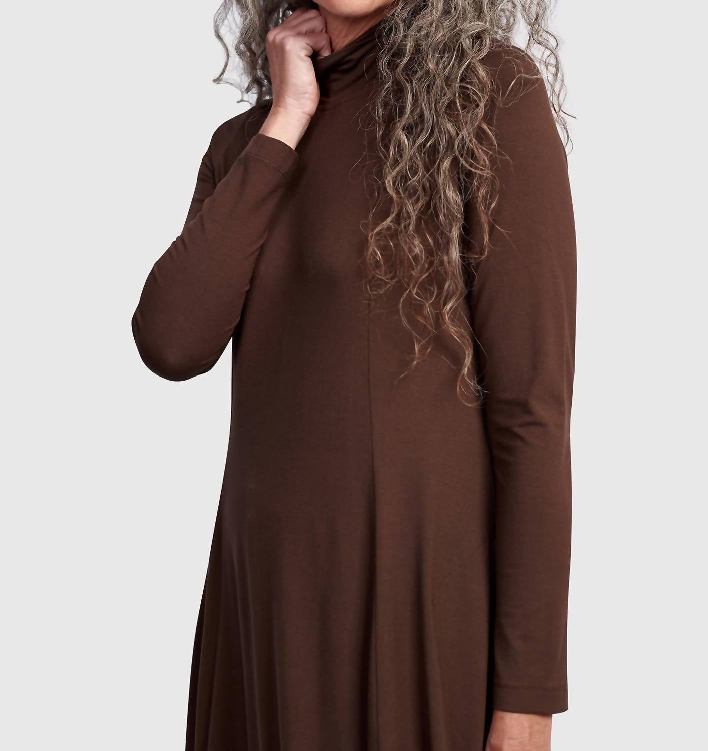 ALEMBIKA Essential Turtleneck Cocoon Dress in umber - women's dress - view 6