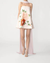 Sau Lee - Ruby Satin Dress With Scarf