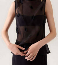 Silk Laundry - Sleeveless Feather Blouse
