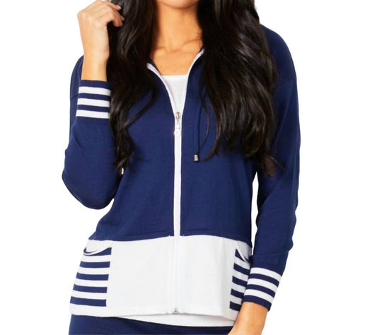 Zip Up Hoodie Double Stripe w/ Pockets