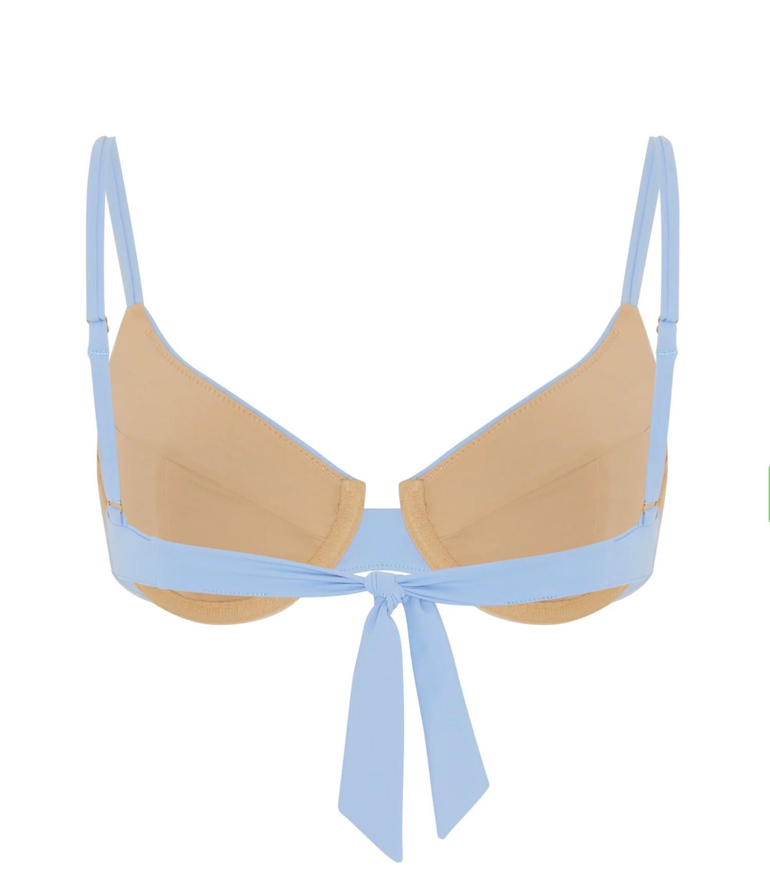 EVARAE Women's Pippa Bikini Top in vista blue - women's swimwear - detail view