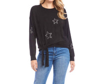 Karen Kane - Long Sleeve Embellished Star Tie-Top