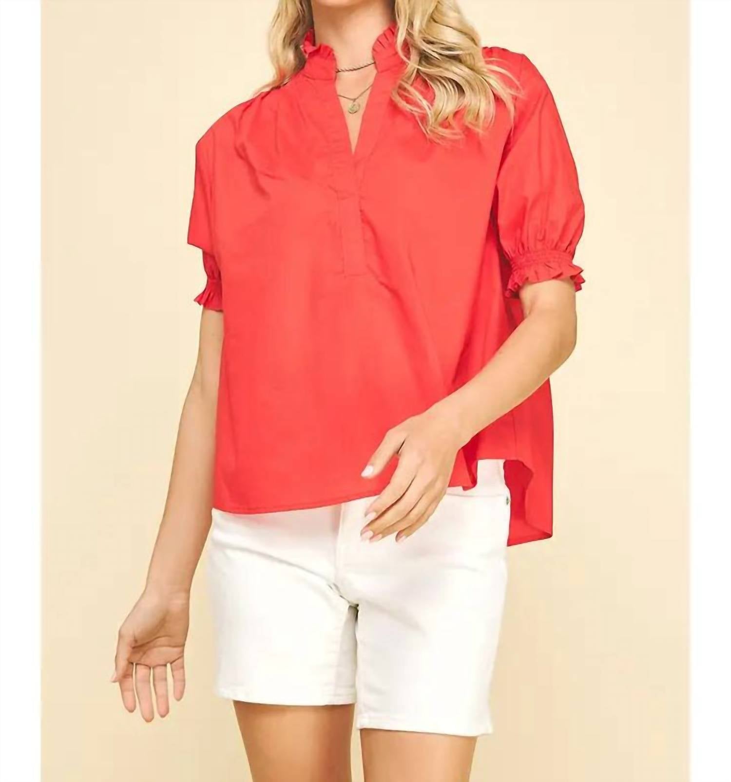 Pinch - Puff Sleeve Solid Top