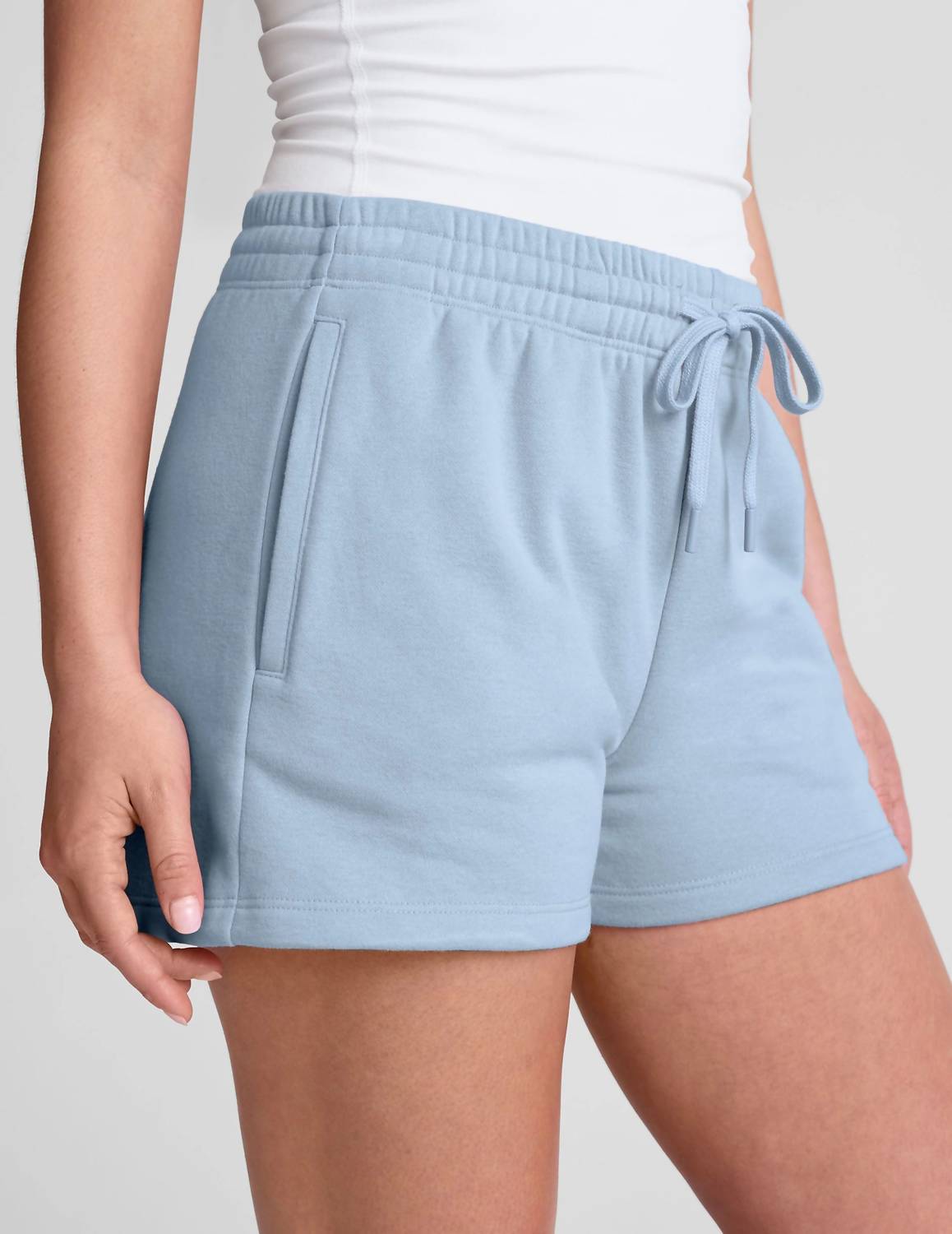 BEYOND YOGA Luxefleece Sweat Short in blue zen - women's shorts - alternate view