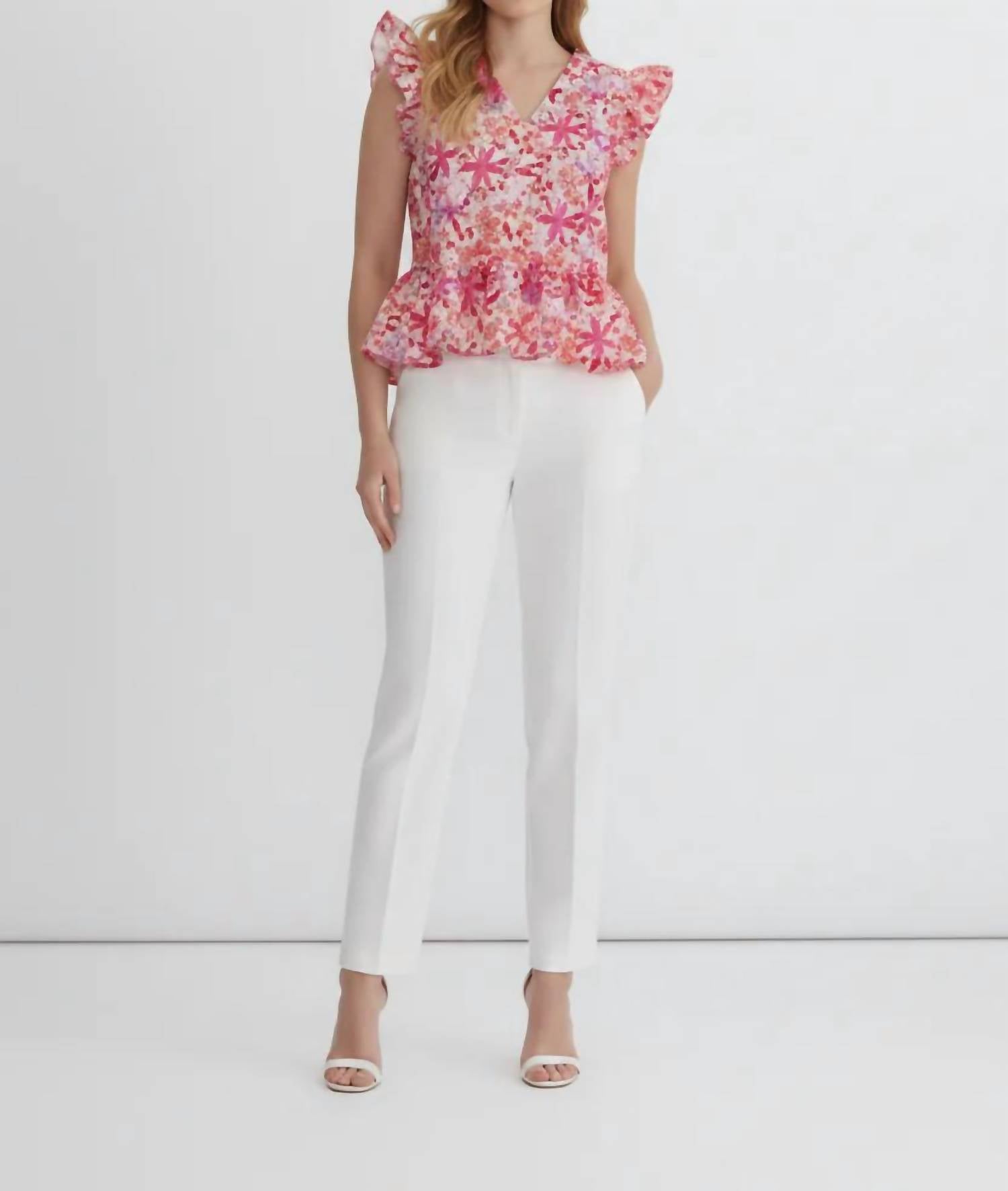 Entro - Garden Ruffle Peplum Top