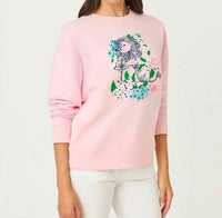 Lilly Pulitzer BALLAD LONG SLEEVE SWEATSHIRT in multi lydia lion embellishment - women's top - alternate view