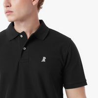 James Bark Regular Fit Polo Shirt With French Bulldog Logo in black - men's shirt - alternate view