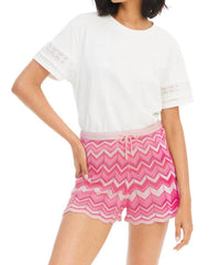 ALLISON NEW YORK High Waisted Knit Shorts in pink chevron - women's shorts
