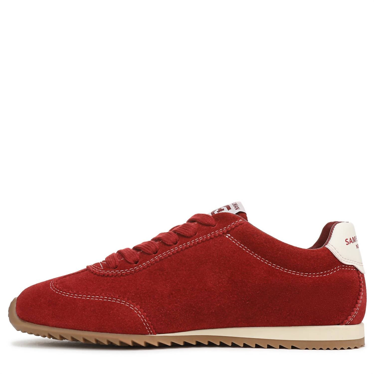 Sam Edelman Women's Isella Suede Lace-up Sneaker in red - women's sneaker - detail view