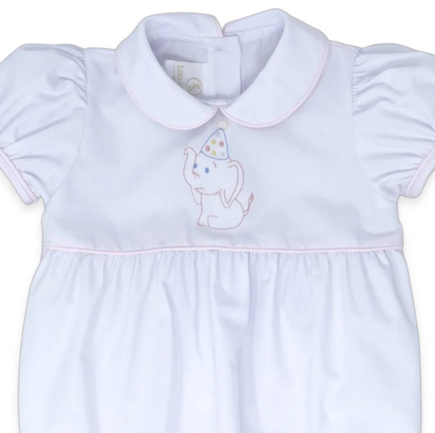 Lullaby Set Girls Charleston Bubble Onesies in white elephant - kids' item - detail view